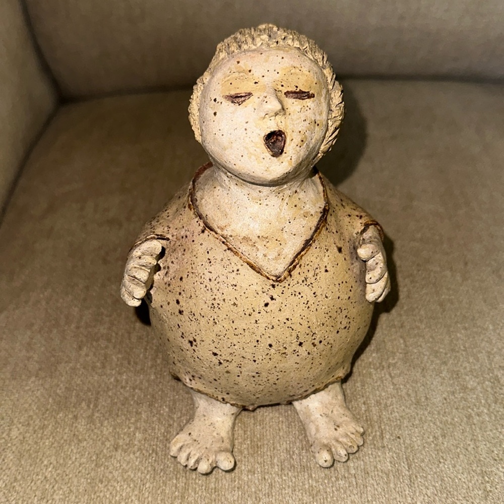 HANDMADE Clay Sculpture Woman Figurine Whimsical Art 5”